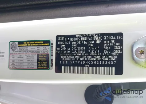 2021 Kia Telluride Lx from USA, damaged, VIN 5XYP2DHC5MG183457